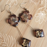 お正月 金粉＆ゴールド椿のピアス020