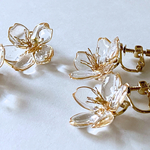 【受注制作】水の桜  一輪ピアス／イヤリング