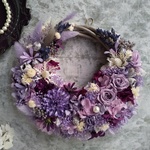 Jolie botanique＜lavande＞＊受注制作＊ハーフムーンリース＊春リース＊冬＊スプリングリース＊プリザーブドフラワー＊お花＊ギフト＊結婚祝い＊新築祝い＊お誕生日祝い＊古希祝い