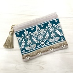 インド刺繍リボン＊タッセルポーチ