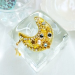 三日月ちゃんのブローチ🌙(兼ネックレス、ムーンストーンとマザーオプションのチャーム付)【即納品】