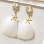 ＊ビジューフェザー＊ イヤリング＆ピアス(マリン)