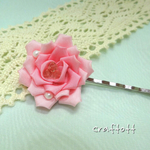つまみ細工 薔薇のヘアピン