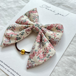  🌷華やぐハーフアップ🌷セーラーリボンヘアゴム（リバティファブリック/ムーンモス・クラシカルピンク）