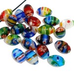 【新入荷！】ベネチアン風＊グラスビーズ(穴あり)＊ミルフィオリ＊13×8ミリ＊10個   
