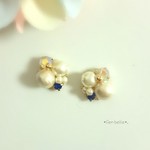 煌めきビジューピアス・イヤリング/ブルー