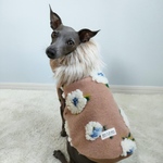 オーダー犬服 お花のボア ショートアウターベスト ベージュ