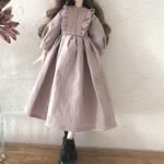 フリル長袖ワンピース　【くすみピンク】ドール服　リカちゃん　ruruko　受注