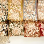 幅7.5㎝幅＊インド刺繍リボン＊幅広チュールにゴールドフラワー＊8色お好きなカラーをお選びください
