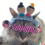 再販】一人雛祭り.桃の節句.3月.ニット帽.猫.被り物.コスプレ.毛糸.水色