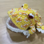 ツノガエル(アルビノ)の編みぐるみ