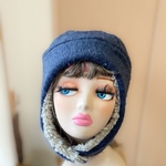 シャギーニットふんわり暖かいパイロット帽子。ファーが選べるニット帽、帽子、耳当て付き帽子、イヤーマフニット帽