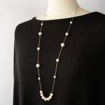コットンパールキスカ＊細チェーンロングネックレス