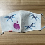 aoao890様専用ページ　　浴衣マスク (バンブー竹／②　内側：ブルー／自然染料) 　ゴム/水色　大きめサイズ 