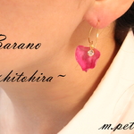 薔薇の花びらとミニストーンの♡フープピアス～ひとひら～