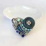 con Azul  Antique Silver Beads Reunion   ハートのビーズ刺繍ブローチ