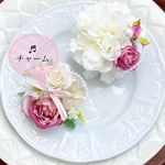 音符が可愛いママとリンク薔薇とパールの2wayコサージュ69.70