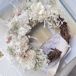 　oraora.322様ご予約品【リース】ナチュラルホワイトの柔らかリース 2wayプリザーブドフラワー リース 結婚祝い 誕生日 開店祝い 引越し祝い