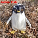 格子柄のフリースペンギン巾着