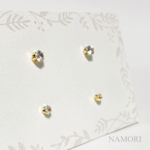 一粒ダイヤ風 3mm & 4mm ペア キュービックジルコニア サージカルステンレス 316L ゴールド ピアス 金属アレルギー対応 シンプル つけっぱなし 4個セット ジルコン