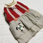 完成品犬服30/45/32🐶パンダさんワッペンのワンピース