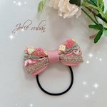 花柄が華やか！本場インド製　刺繍リボン　ヘアゴム こども　プレゼントにも