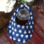 デニム風 うさぎのガーゼスタイ 丸型