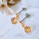 シトリン マロンミニ pierce/earring 11月誕生石 約7×7mm