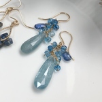 【K様ご予約品】アクアブルーカイヤナイト・ブルートパーズ*デザインピアス