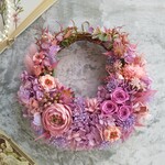 Jolie botanique＜Charmant＞＊ハーフムーンリース＊春リース＊冬＊スプリングリース＊プリザーブドフラワー＊お花＊ギフト＊結婚祝い＊新築祝い＊お誕生日祝い