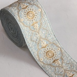 インド刺繍リボンᢂモロッカンシルクリボン【ライトブルー】インド刺繍/刺繍リボン/リボン/シルクリボン/トリム/ブレード/ジャガードリボン/チロリアンテープ/レース/チュール