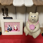 しろくま貯金箱  ひな祭り お雛様額 & つまみ細工ネックレス