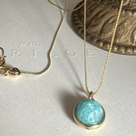アマゾナイト　世界で一つの天空柄　ネックレス　ゴールド　　　　　　　　　　　　　　　天然石　水色　ライトブルー　ターコイズブルー　天河石　原石　空　海　水