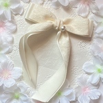 再販×11♡ コットンパール 付き レース リボン の たらりん バレッタ ヘアクリップ  ポニーフック 入園式 入学式 親子 お揃いコーデ フォーマル 冠婚葬祭 母の日