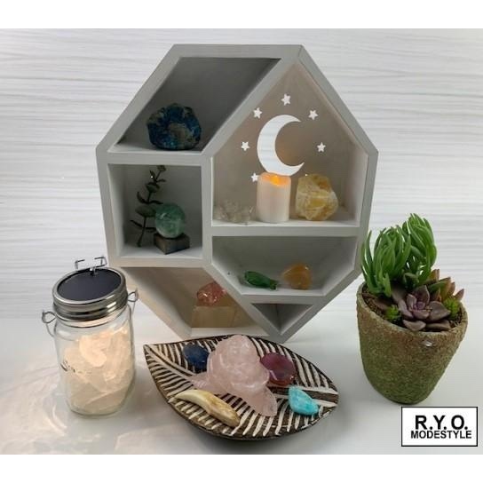 八角形 木製ラック 天然石 ムーンアンドスター - 街の紙箱屋さん