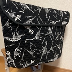 防災頭巾カバー  椅子の　背もたれ　用  黒恐竜骨格