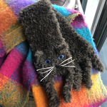 期間限定！猫ちゃんのサンタ帽子ブローチ付き♡ふわふわもこもこ猫のあったかマフラー　ブラウン猫ちゃん定形外送料無料