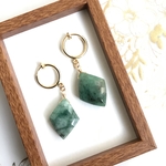 〈天然石〉＊キラキラ＊大粒ナチュラル エメラルド・フープイヤリング/ピアス14kgf