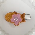 たい焼きと桜クッキーのヘアクリップ♡薄いピンク♡5cm