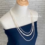 卒業入学♡パーティ♡ロングパール3連ネックレス/シルバーJ384