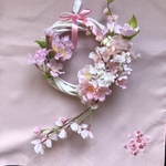 送料無料　春リース　枝垂れ桜　スノーボール