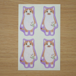 ねこシール  ＜茶白の靴下ネコ＞