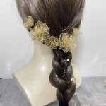 お花のヘアアクセサリー　５輪　～ゴールドラメ～ ディップアート