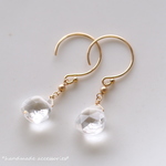 K14gf：水晶のシンプルひと粒ピアス　（№6020）
