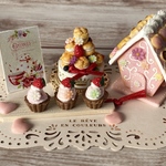 もも様お花がいっぱいお菓子のおうち　ピンク