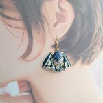 インド刺繍リボンの耳飾り Sky navy