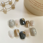 🏷スモーキーアンティークネイルチップ🌜‪‪❤︎‬ ﾆｭｱﾝｽﾈｲﾙ 成人式ﾈｲﾙ お呼ばれﾈｲﾙ 淡色ﾈｲﾙ ぽこぽこﾈｲﾙ ぷっくりﾈｲﾙ ｺﾞｰﾙﾄﾞﾈｲﾙ ﾐﾗｰﾈｲﾙ