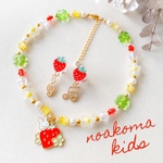 再販 ＊little princess＊ rabbit - strawberry キッズイヤリング + キッズ ネックレス セット ＊ キッズアクセサリー いちご うさぎ 苺 女の子 子供 クリスマス
