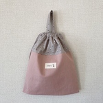 持ち手付体操着袋 女の子柄(Field flower-freebie ×ローズピンク)タグ:一輪の花