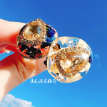 ホワイトウッズローズ【白百合】白薔薇と金箔ガラスビジュードライフラワーフリーサイズリング